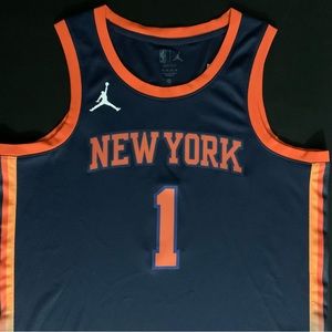 NWT Jordan Obi Toppin New York Knicks #1 Blue Statement Swingman Jersey 52 XL